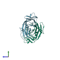 PDB entry 5jdr coloured by chain, side view.