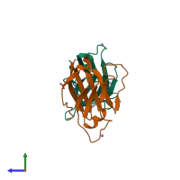 PDB entry 5jds coloured by chain, side view.