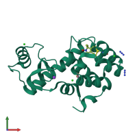 PDB entry 5jdt coloured by chain, front view.