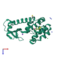 PDB entry 5jdt coloured by chain, top view.