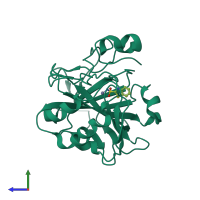 PDB entry 5jdv coloured by chain, side view.