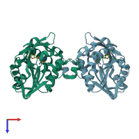 PDB entry 5je0 coloured by chain, top view.