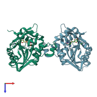 PDB entry 5je1 coloured by chain, top view.