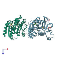 PDB entry 5je2 coloured by chain, top view.