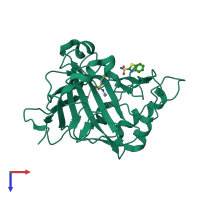 PDB entry 5je7 coloured by chain, top view.