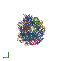 PDB entry 5jea coloured by chain, side view.