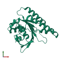 PDB entry 5jee coloured by chain, front view.