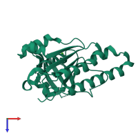 PDB entry 5jee coloured by chain, top view.