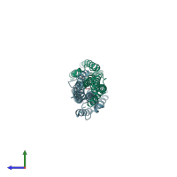 PDB entry 5jef coloured by chain, side view.