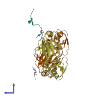 PDB entry 5jej coloured by chain, side view.