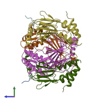 PDB entry 5jer coloured by chain, side view.