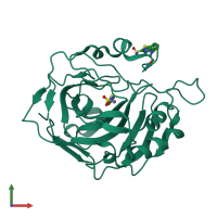 PDB entry 5jes coloured by chain, front view.