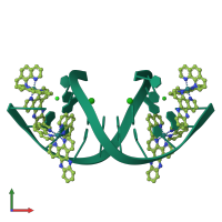 Homo dimeric assembly 1 of PDB entry 5jeu coloured by chemically distinct molecules, front view.