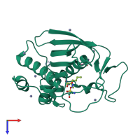 PDB entry 5jf2 coloured by chain, top view.