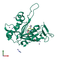 PDB entry 5jf3 coloured by chain, front view.