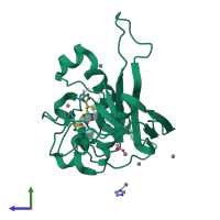 PDB entry 5jf3 coloured by chain, side view.