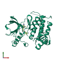 PDB entry 5jfw coloured by chain, front view.