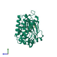 PDB entry 5jfx coloured by chain, side view.