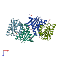 PDB entry 5jfy coloured by chain, top view.