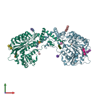 PDB entry 5jg8 coloured by chain, front view.
