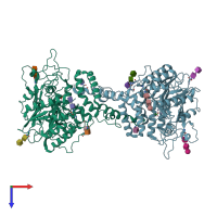 PDB entry 5jg8 coloured by chain, top view.