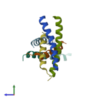 PDB entry 5jge coloured by chain, side view.