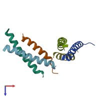 PDB entry 5jge coloured by chain, top view.