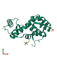 PDB entry 5jgn coloured by chain, front view.