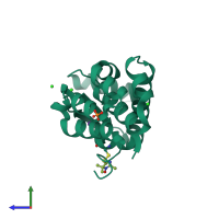 PDB entry 5jgn coloured by chain, side view.