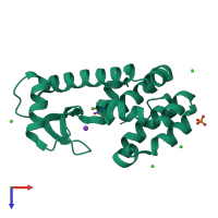 PDB entry 5jgn coloured by chain, top view.