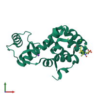 PDB entry 5jgx coloured by chain, front view.