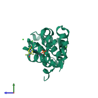 PDB entry 5jgx coloured by chain, side view.
