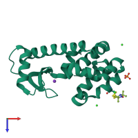 PDB entry 5jgx coloured by chain, top view.
