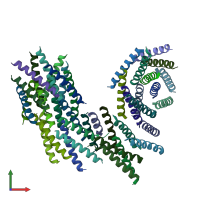 PDB entry 5jhc coloured by chain, front view.