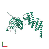 PDB entry 5jhe coloured by chain, front view.