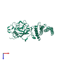 PDB entry 5jhe coloured by chain, top view.