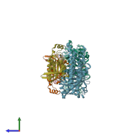 PDB entry 5jhh coloured by chain, side view.