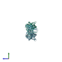 PDB entry 5jhm coloured by chain, side view.
