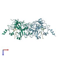 PDB entry 5jhn coloured by chain, top view.