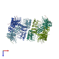 PDB entry 5jhq coloured by chain, top view.