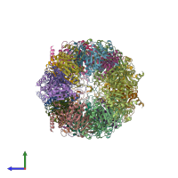 PDB entry 5jhr coloured by chain, side view.