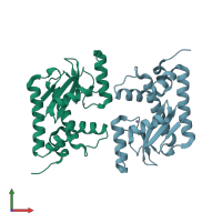 PDB entry 5jhv coloured by chain, front view.