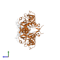 PDB 5jhw contains 2 copies of Follistatin in assembly 1. This protein is highlighted and viewed from the side.