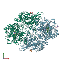 PDB entry 5jhx coloured by chain, front view.
