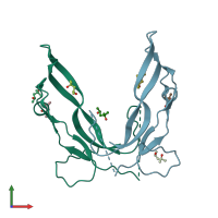 PDB entry 5ji1 coloured by chain, front view.