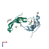 PDB entry 5ji1 coloured by chain, top view.