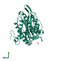 PDB entry 5ji6 coloured by chain, side view.