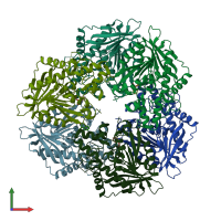 PDB entry 5jib coloured by chain, front view.