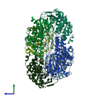 PDB entry 5jib coloured by chain, side view.