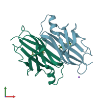 PDB entry 5jid coloured by chain, front view.